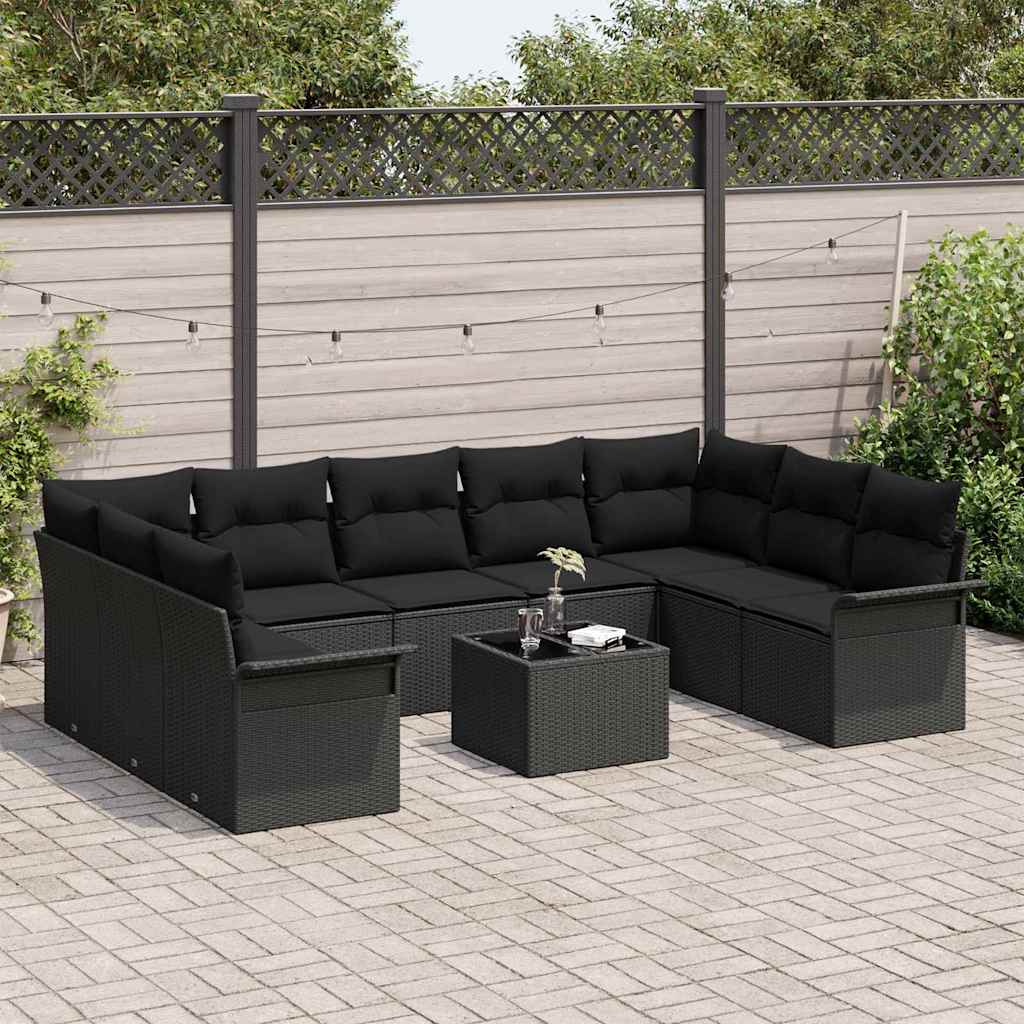 Tuin Sofa Set Met Kussen Met Opslag 10 Pcs Beige Poly Riet