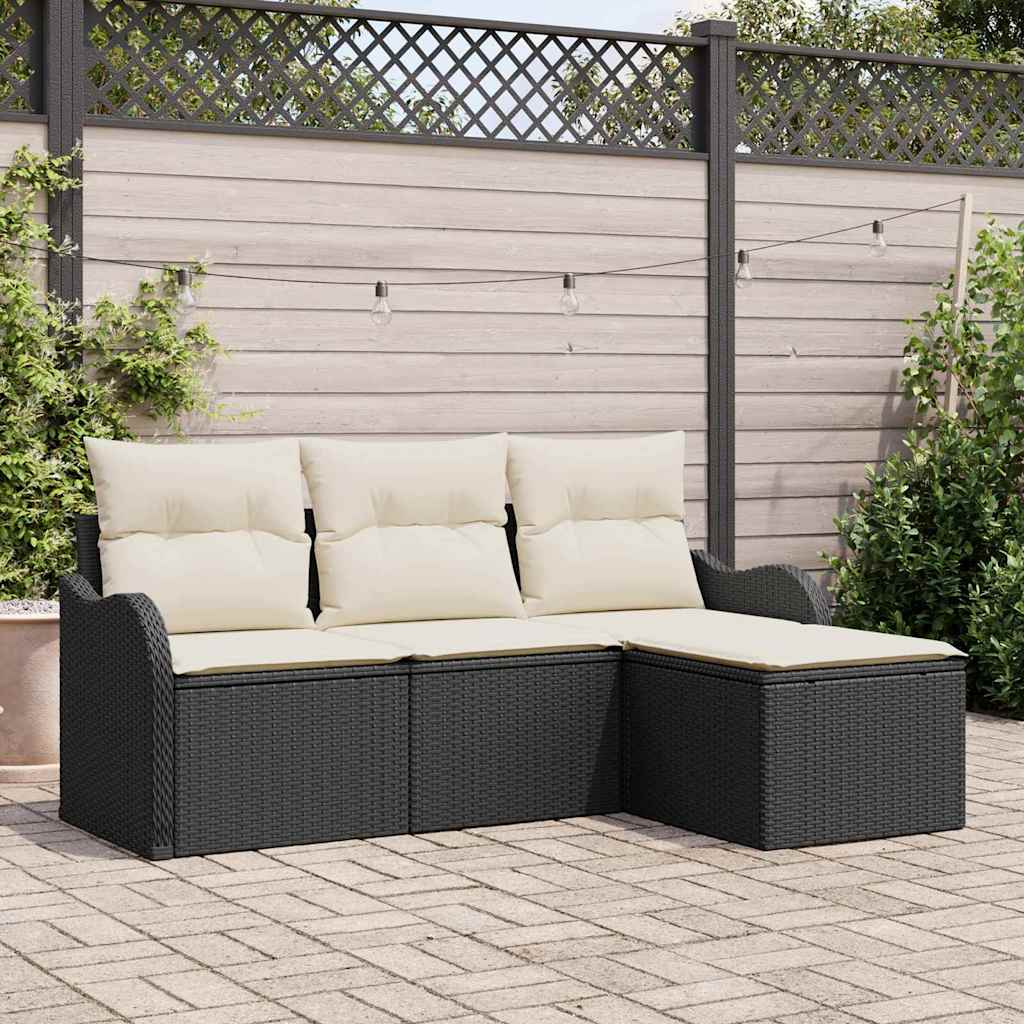Tuin Sofa Set Met Kussen Met Opslag 4 Pcs Poly Riet