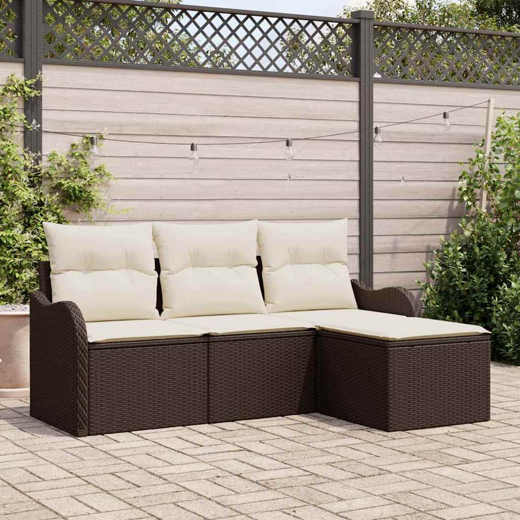 Tuin Sofa Set Met Kussen Met Opslag 4 Pcs Poly Riet
