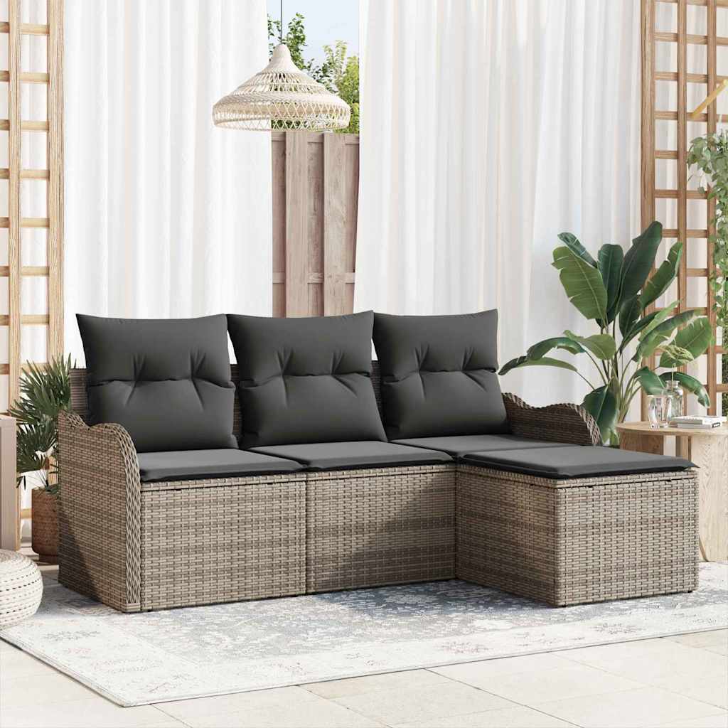 Tuin Sofa Set Met Kussen Met Opslag 4 Pcs Poly Riet