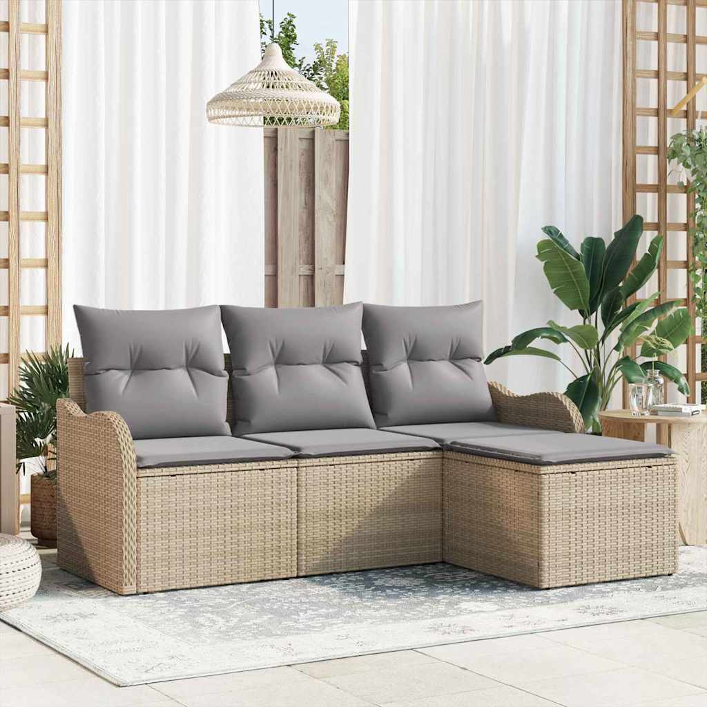 Tuin Sofa Set Met Kussen Met Opslag 4 Pcs Poly Riet