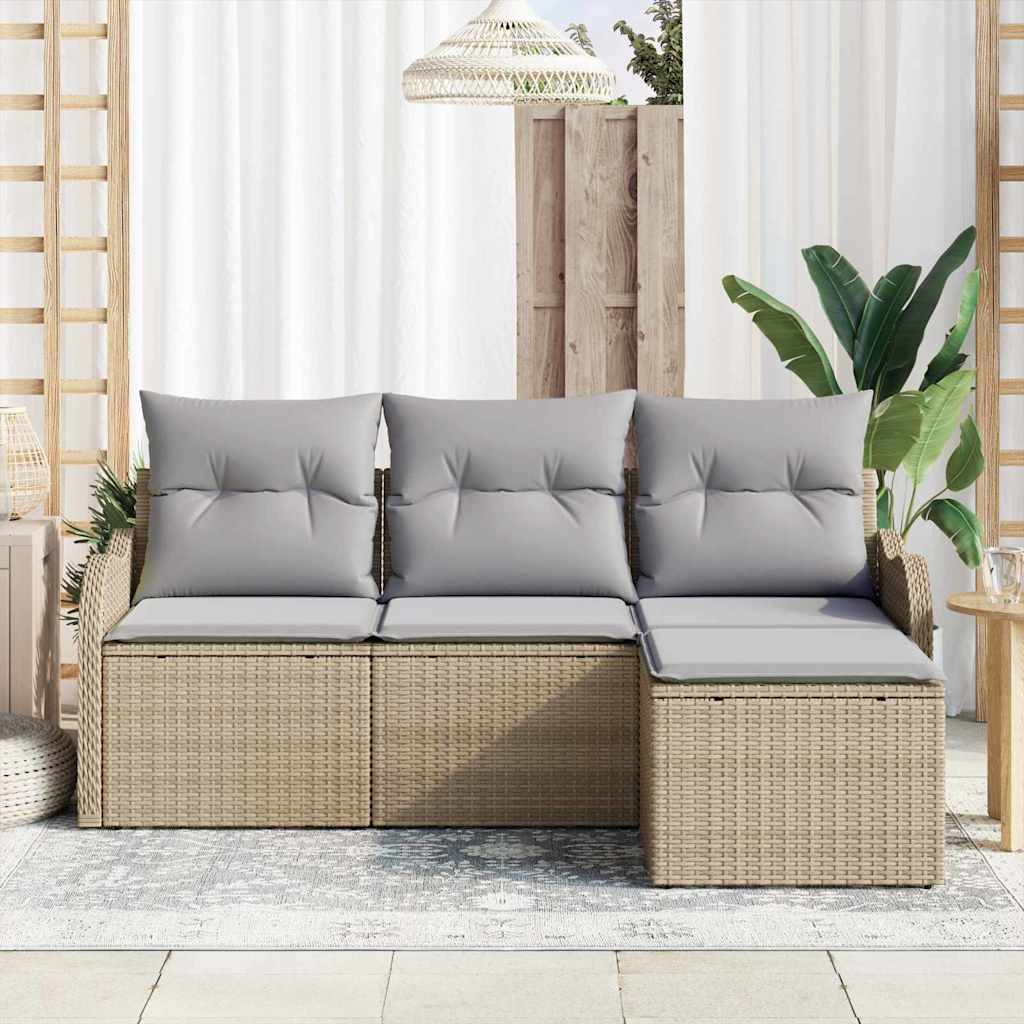 Tuin Sofa Set Met Kussen Met Opslag 4 Pcs Poly Riet