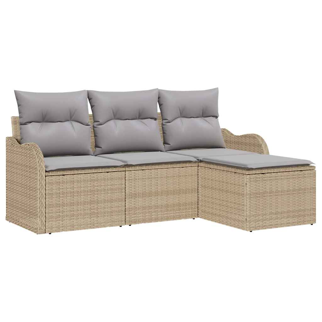 Tuin Sofa Set Met Kussen Met Opslag 4 Pcs Poly Riet