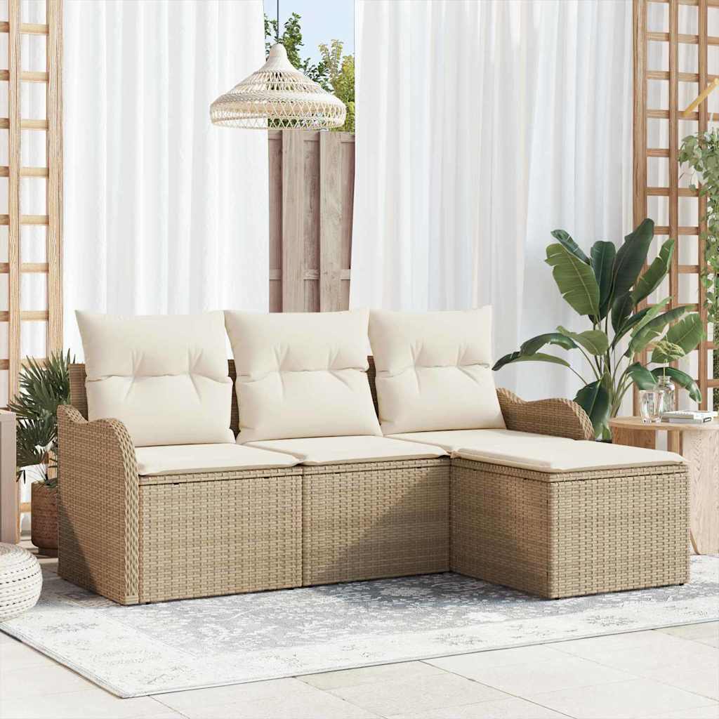 Tuin Sofa Set Met Kussen Met Opslag 4 Pcs Poly Riet