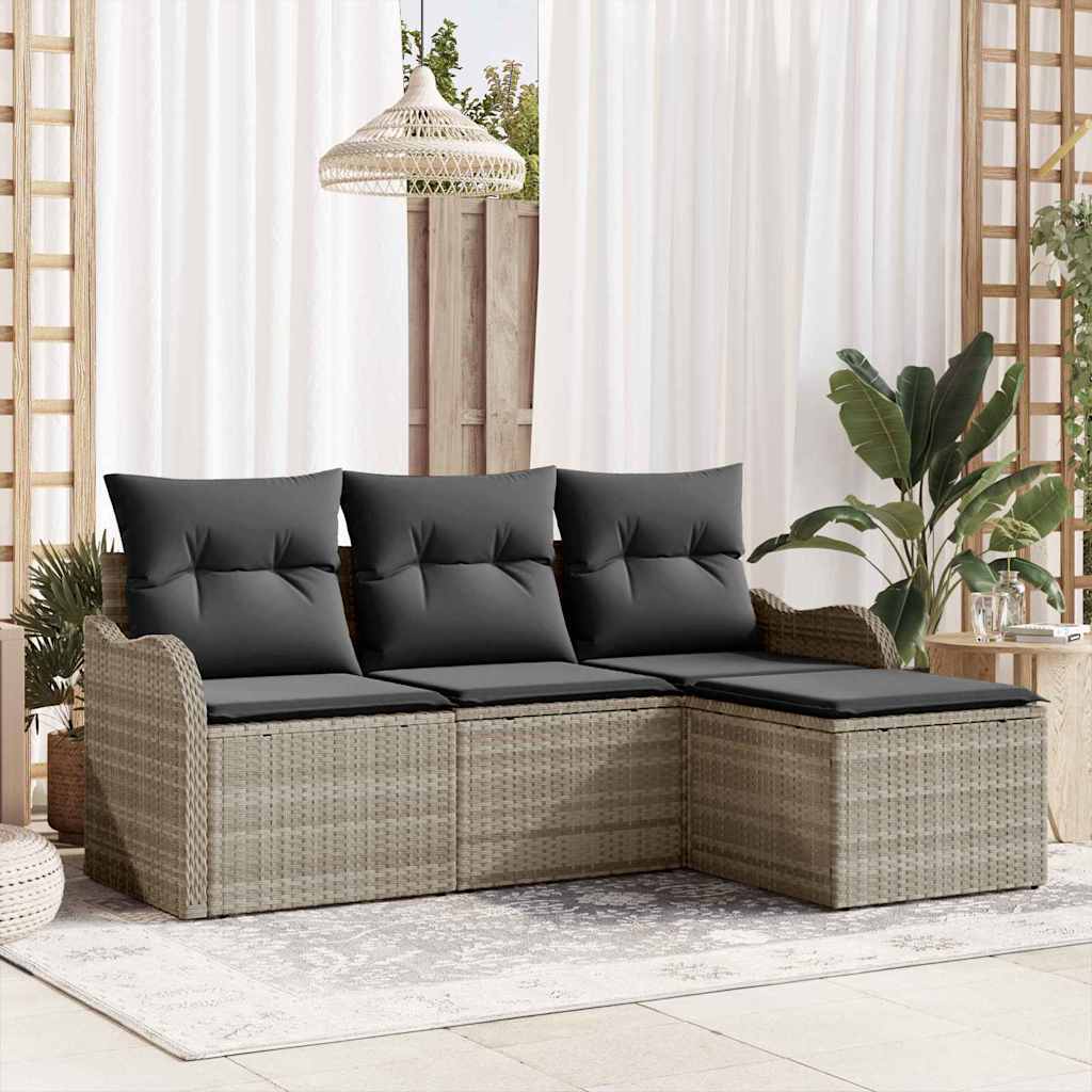 Tuin Sofa Set Met Kussen Met Opslag 4 Pcs Poly Riet