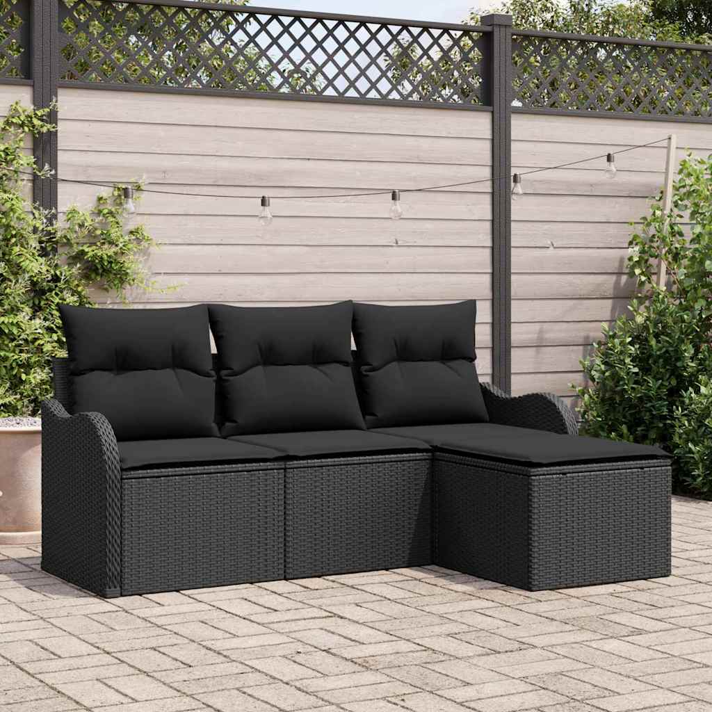 Tuin Sofa Set Met Kussen Met Opslag 4 Pcs Poly Riet