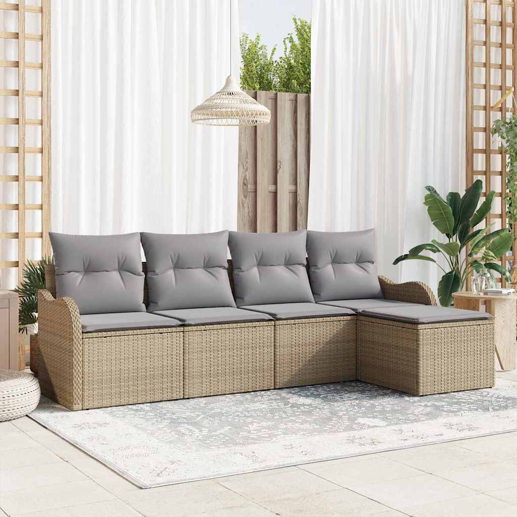 Tuin Sofa Set Met Kussen Met Opslag 6 Pcs Beige Poly Riet
