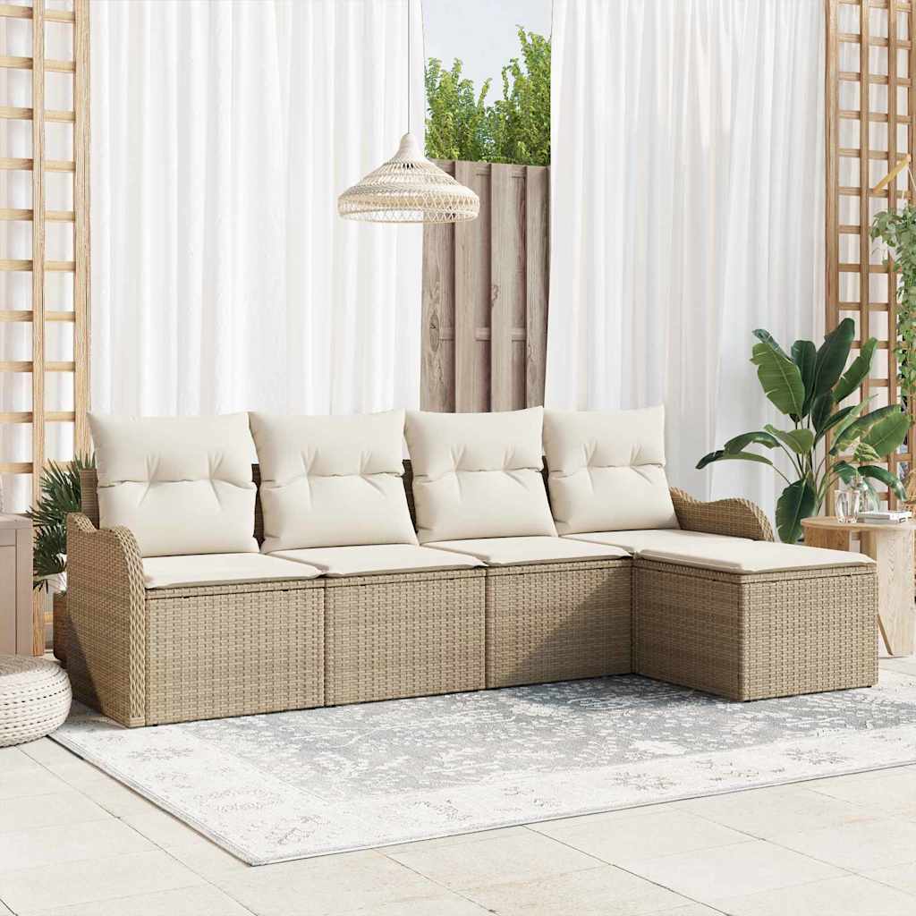 Tuin Sofa Set Met Kussen Met Opslag 6 Pcs Beige Poly Riet