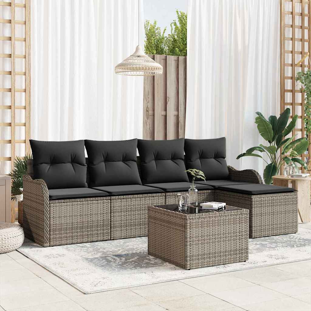 Tuin Sofa Set Met Kussen Met Opslag 6 Pcs Beige Poly Riet
