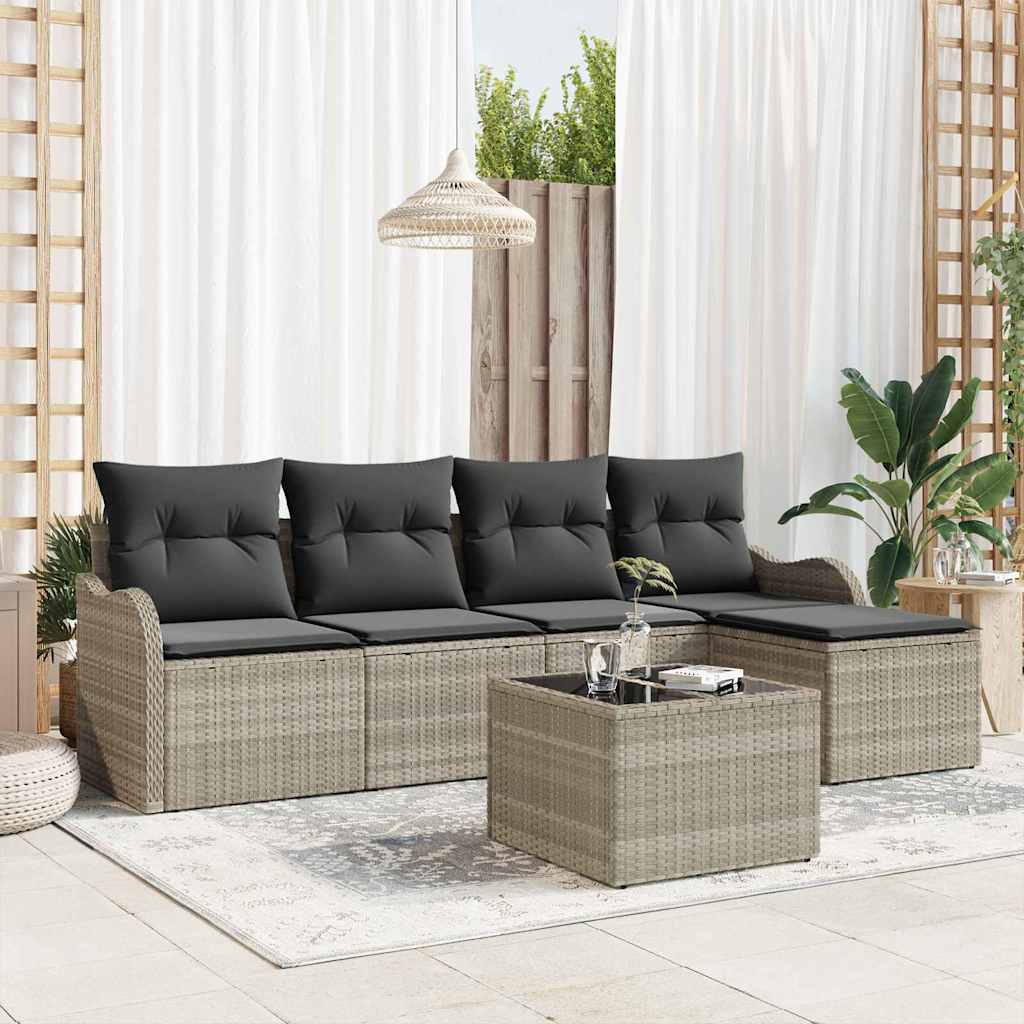 Tuin Sofa Set Met Kussen Met Opslag 6 Pcs Beige Poly Riet