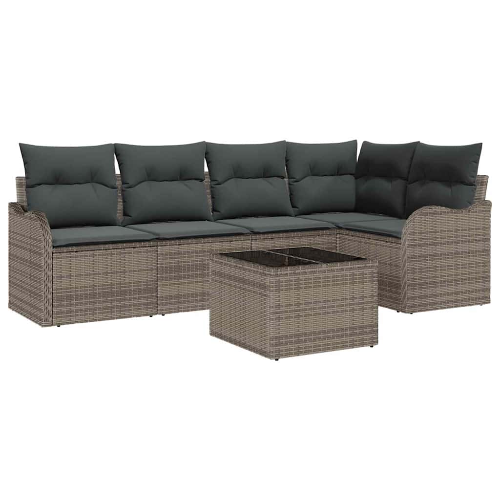 Tuin Sofa Set Met Kussen Met Opslag 6 Pcs Zwart Poly Riet