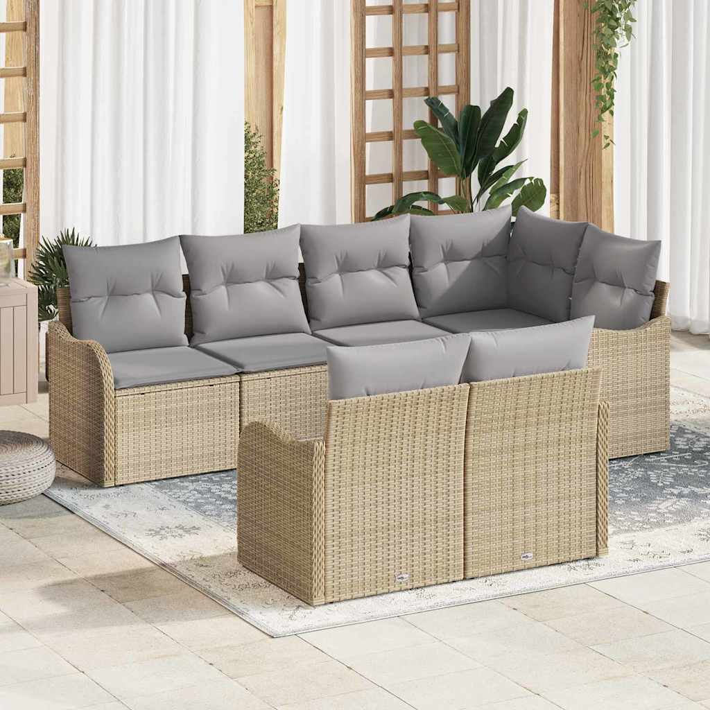 Tuin Sofa Set Met Kussen Met Opslag 7 Pcs Poly Riet