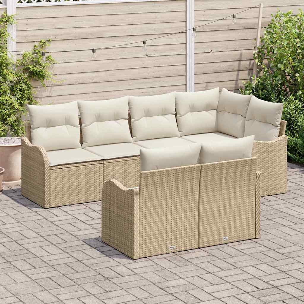 Tuin Sofa Set Met Kussen Met Opslag 7 Pcs Poly Riet