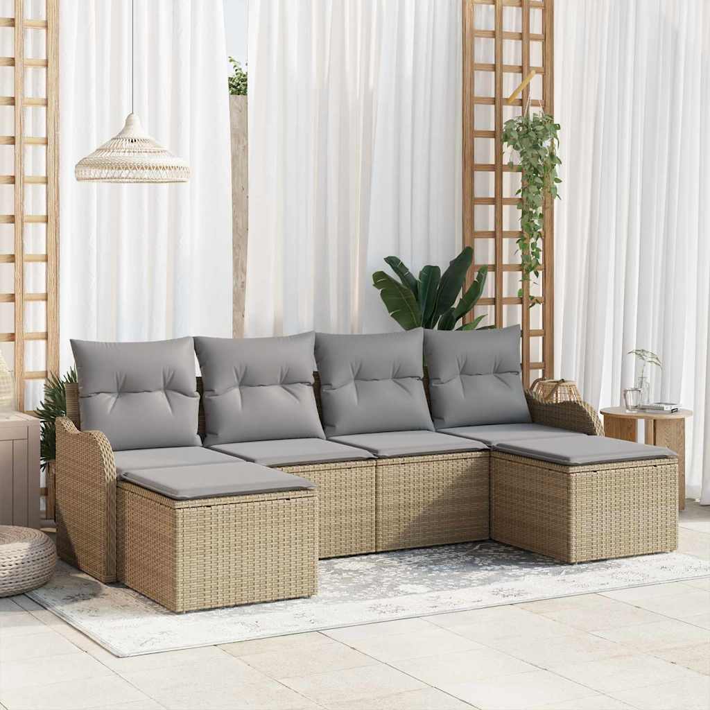 Tuin Sofa Set Met Kussen 6 Pcs Poly Riet