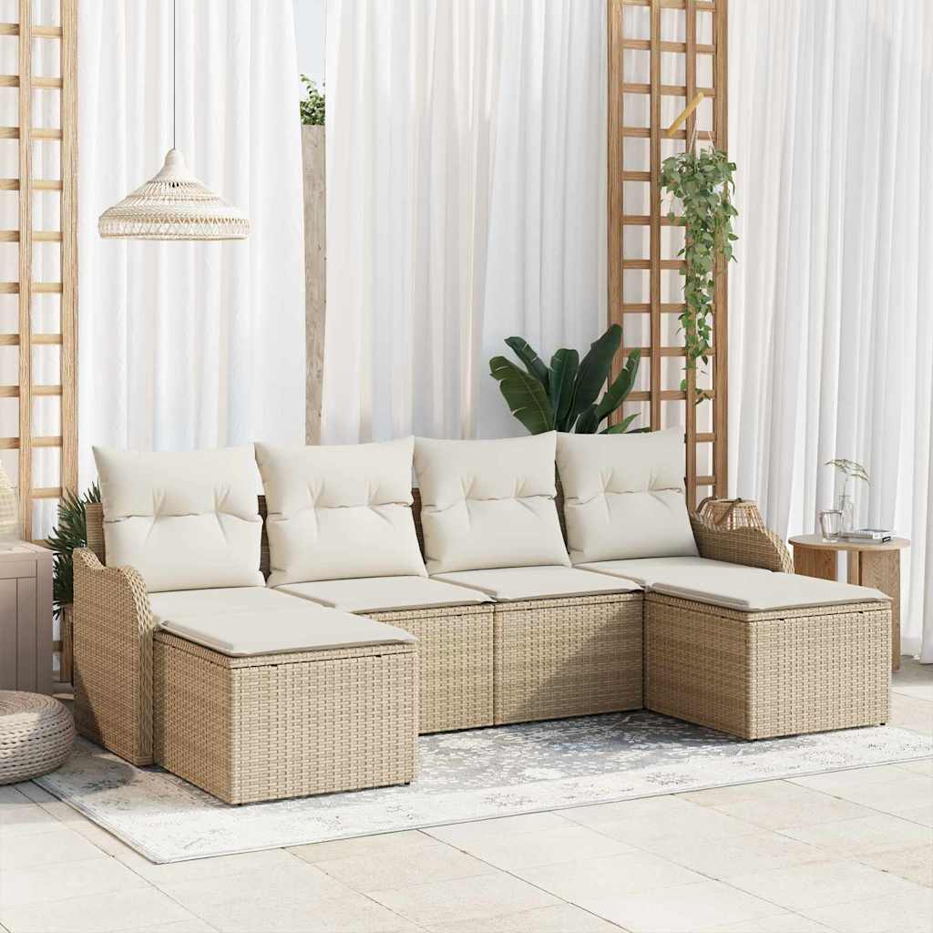 Tuin Sofa Set Met Kussen 6 Pcs Poly Riet