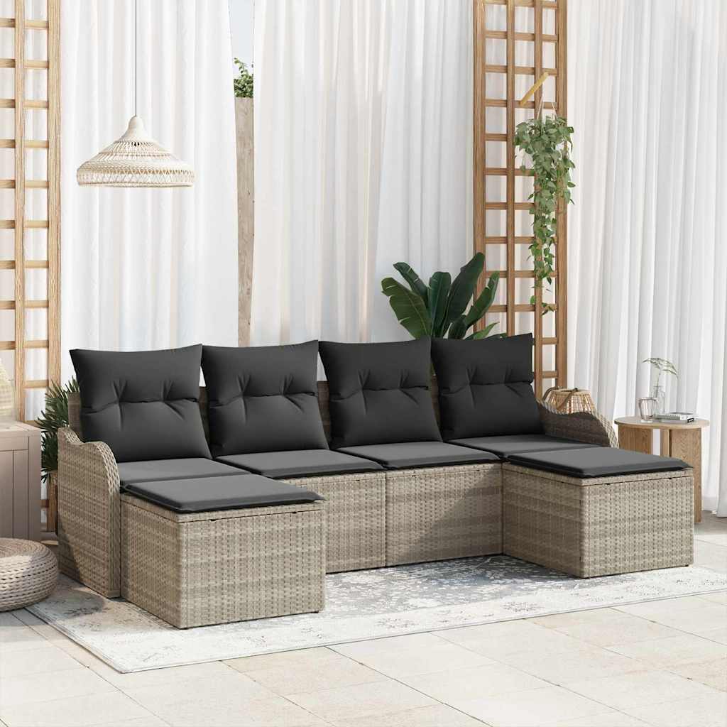 Tuin Sofa Set Met Kussen 6 Pcs Poly Riet