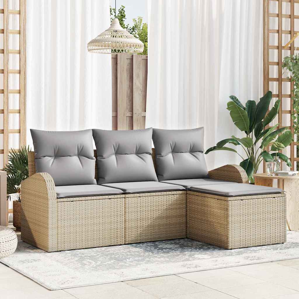 Tuin Sofa Set Met Kussen 4 Pcs Poly Riet