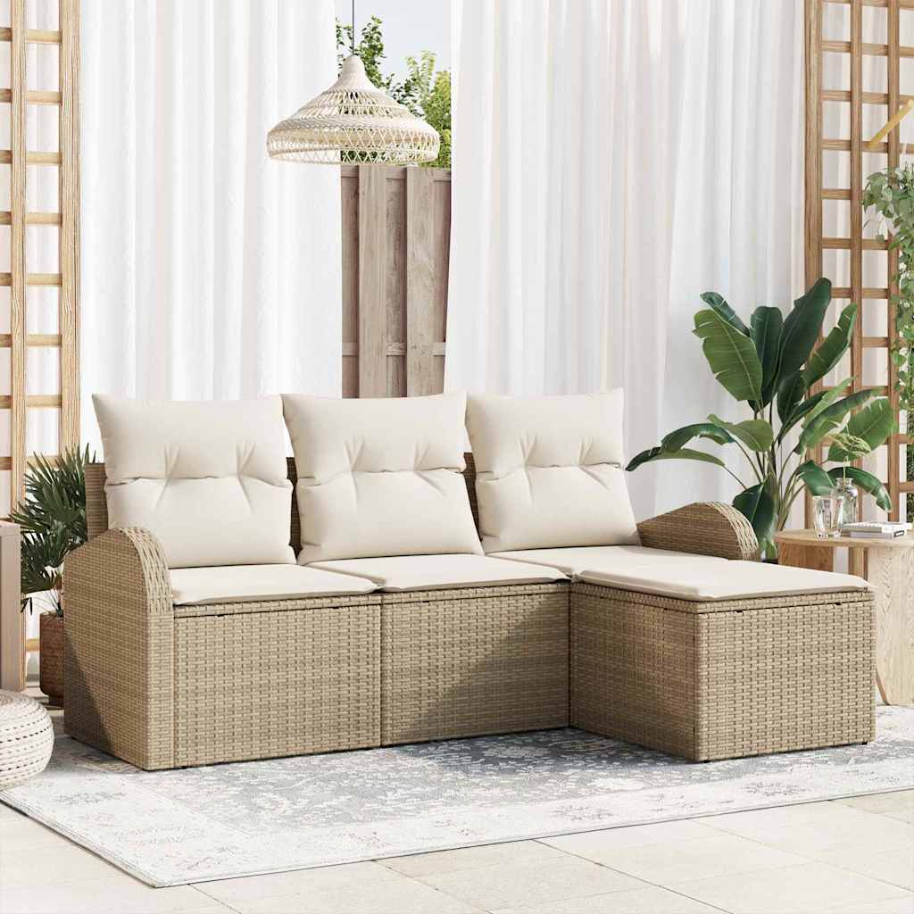 Tuin Sofa Set Met Kussen 4 Pcs Poly Riet
