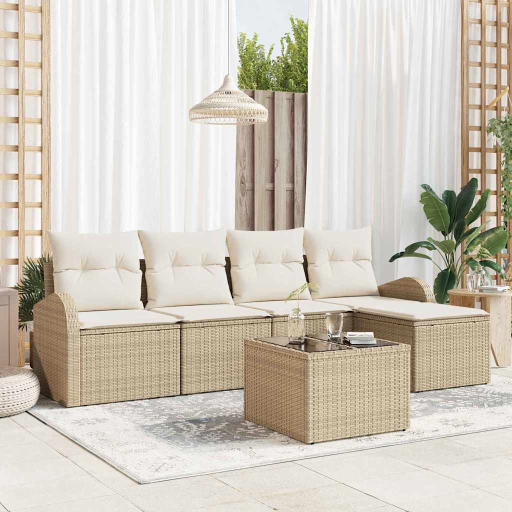 Tuin Sofa Set Met Kussen 6 Pcs Poly Riet