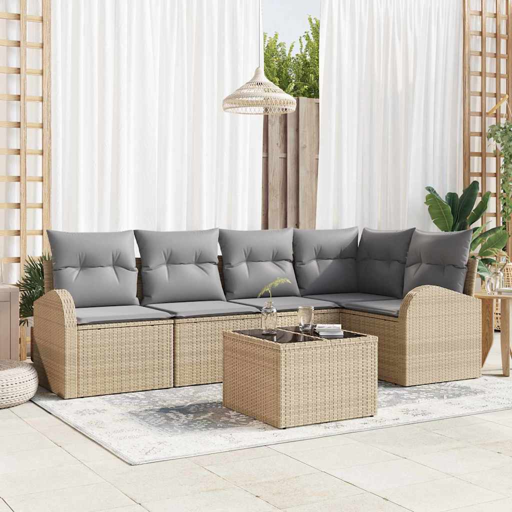 Tuin Sofa Set Met Kussen 6 Pcs Poly Riet