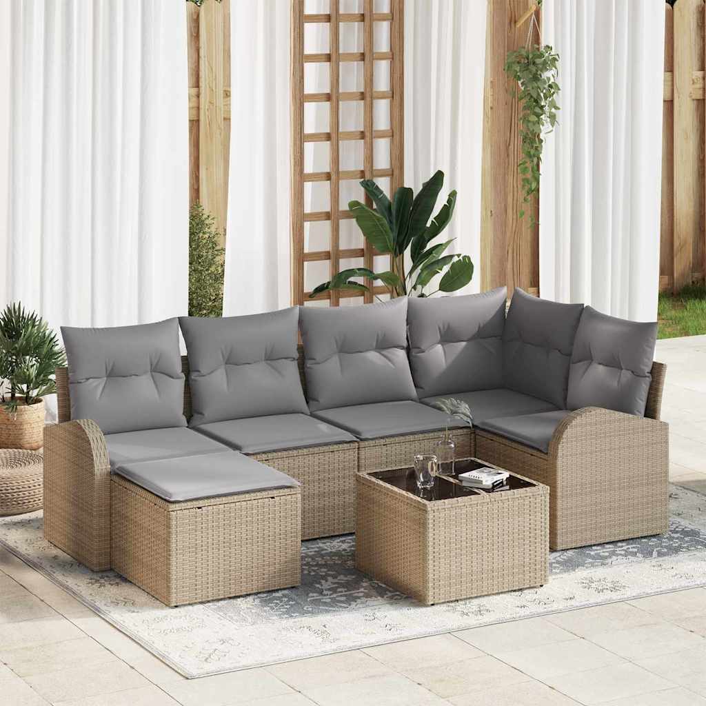 Tuin Sofa Set Met Kussen 7 Pcs Poly Riet