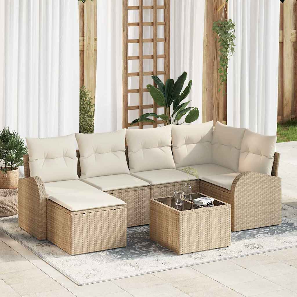 Tuin Sofa Set Met Kussen 7 Pcs Poly Riet