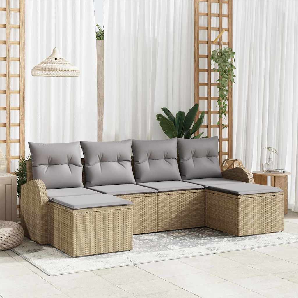 Tuin Sofa Set Met Kussen 6 Pcs Poly Riet