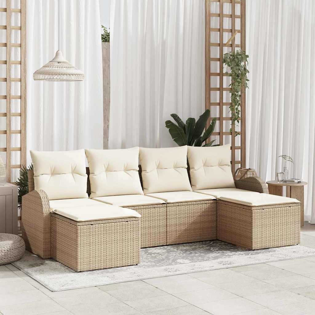 Tuin Sofa Set Met Kussen 6 Pcs Poly Riet