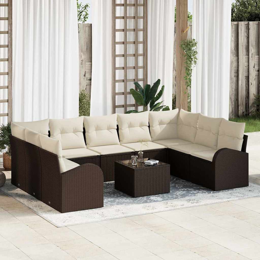Tuin Sofa Set Met Kussen 10 Pcs Poly Riet