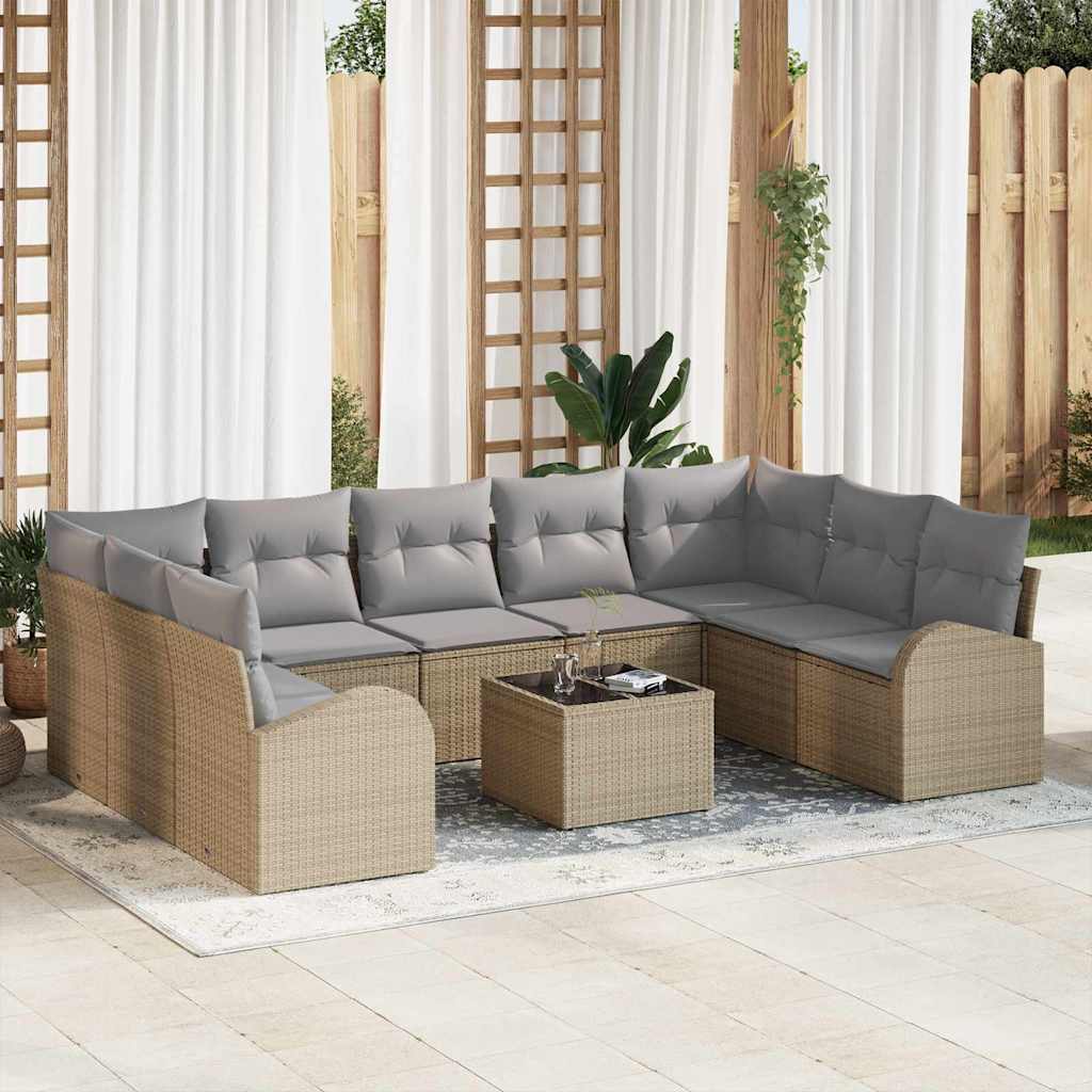Tuin Sofa Set Met Kussen 10 Pcs Poly Riet
