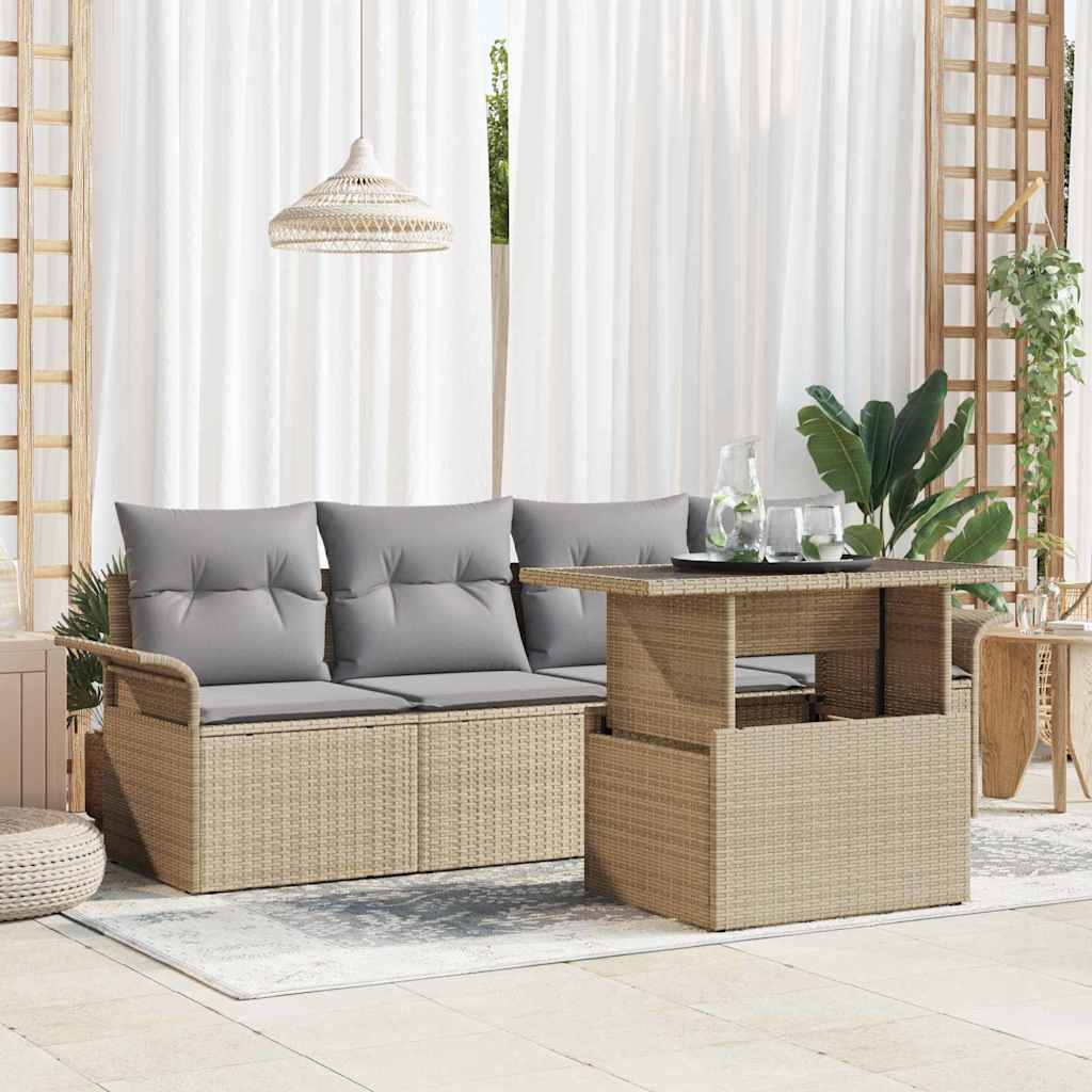 Tuin Sofa Set Met Kussen Met Opslag 5 Pcs Poly Riet