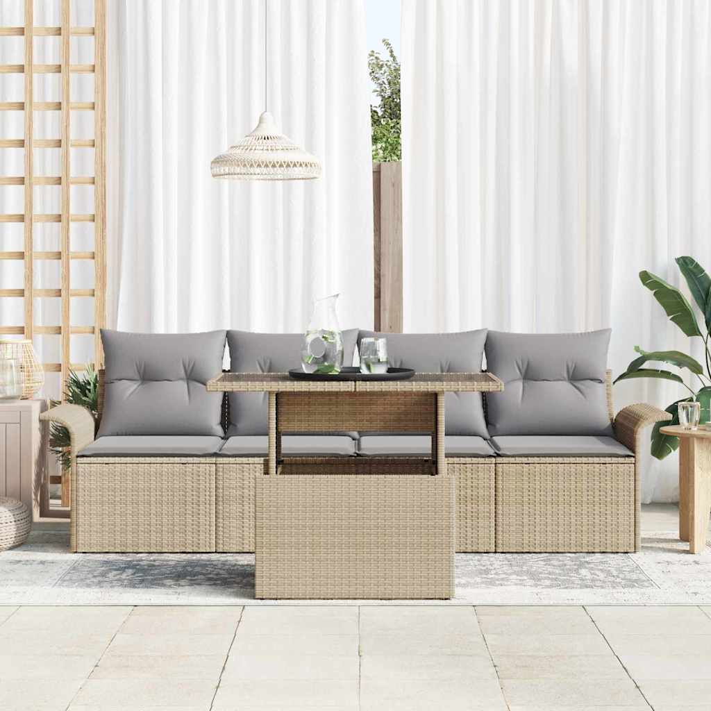 Tuin Sofa Set Met Kussen Met Opslag 5 Pcs Poly Riet