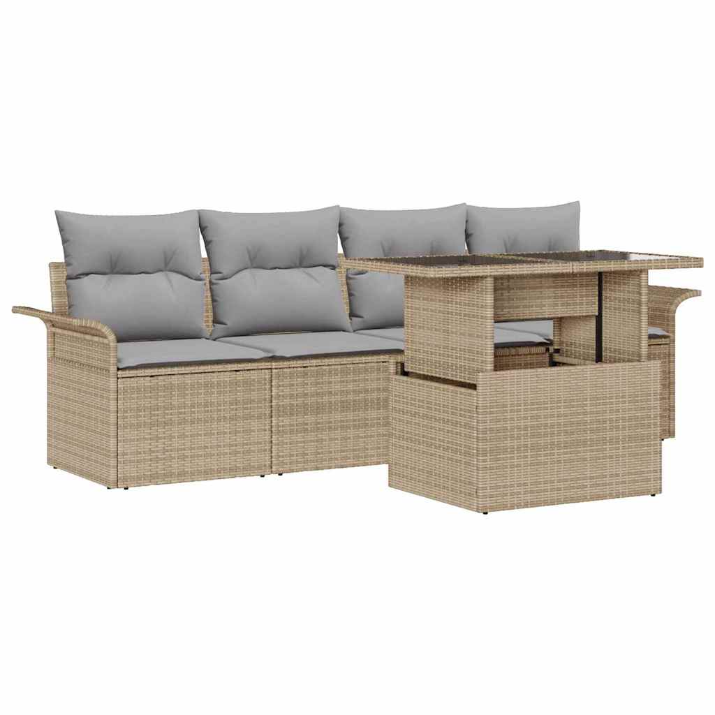 Tuin Sofa Set Met Kussen Met Opslag 5 Pcs Poly Riet