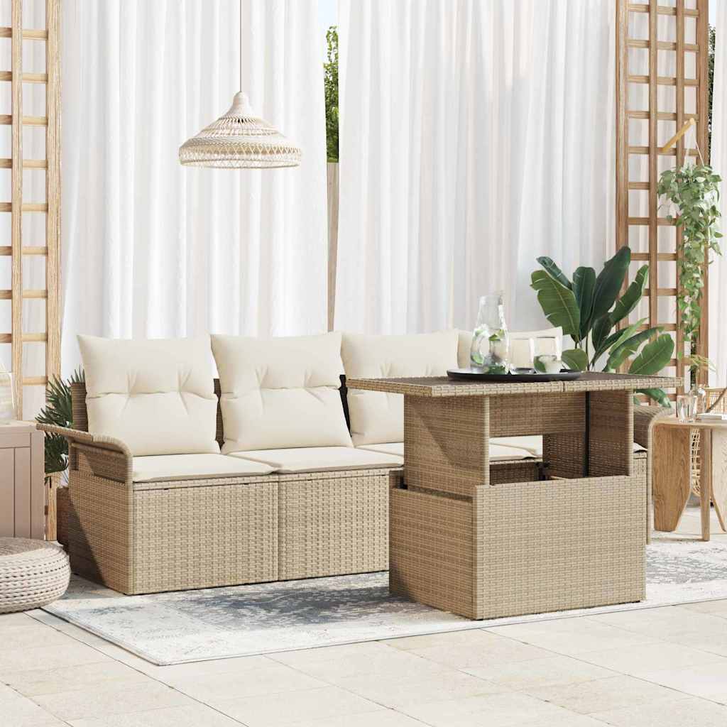Tuin Sofa Set Met Kussen Met Opslag 5 Pcs Poly Riet