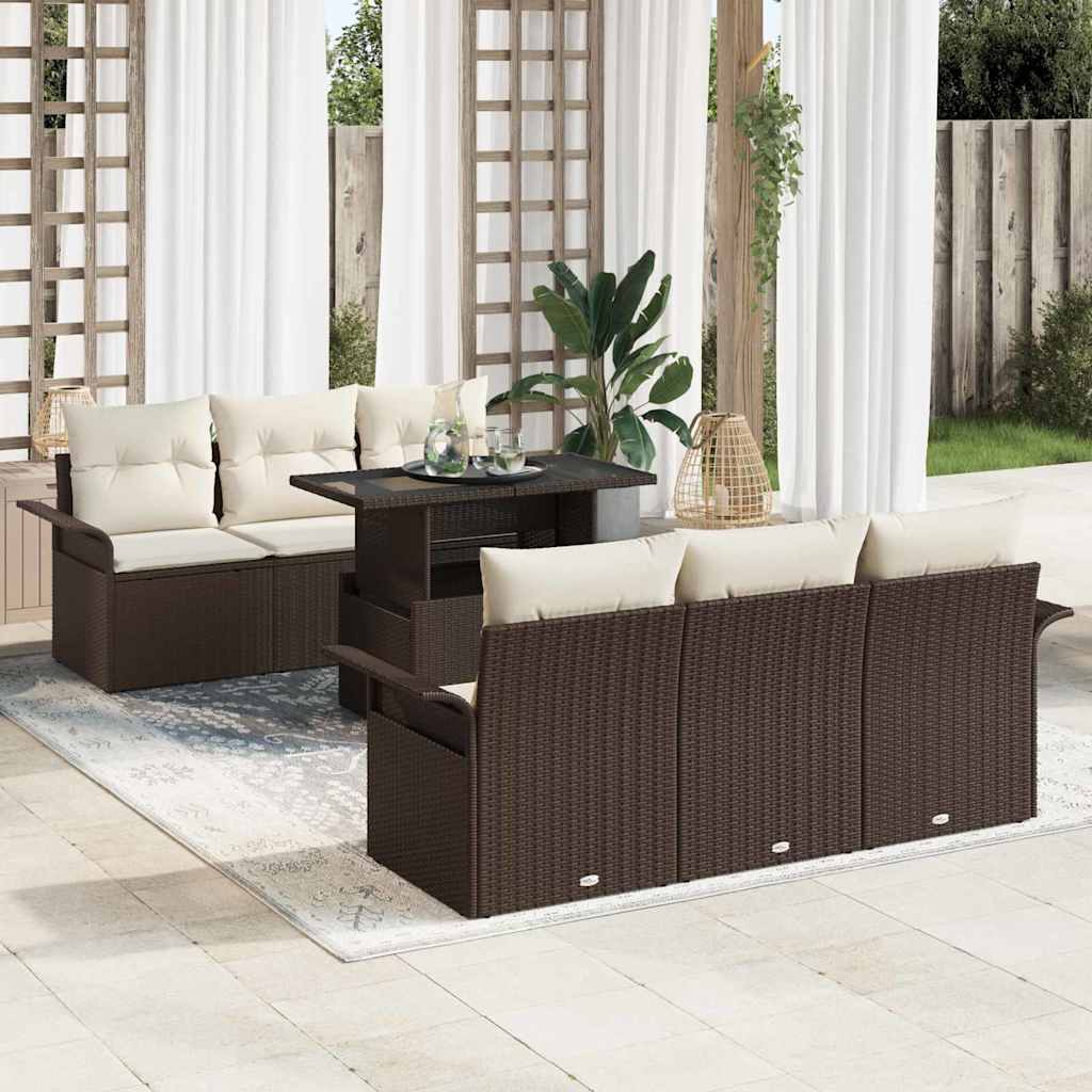 Tuin Sofa Set Met Kussen Met Opslag 7 Pcs Poly Riet