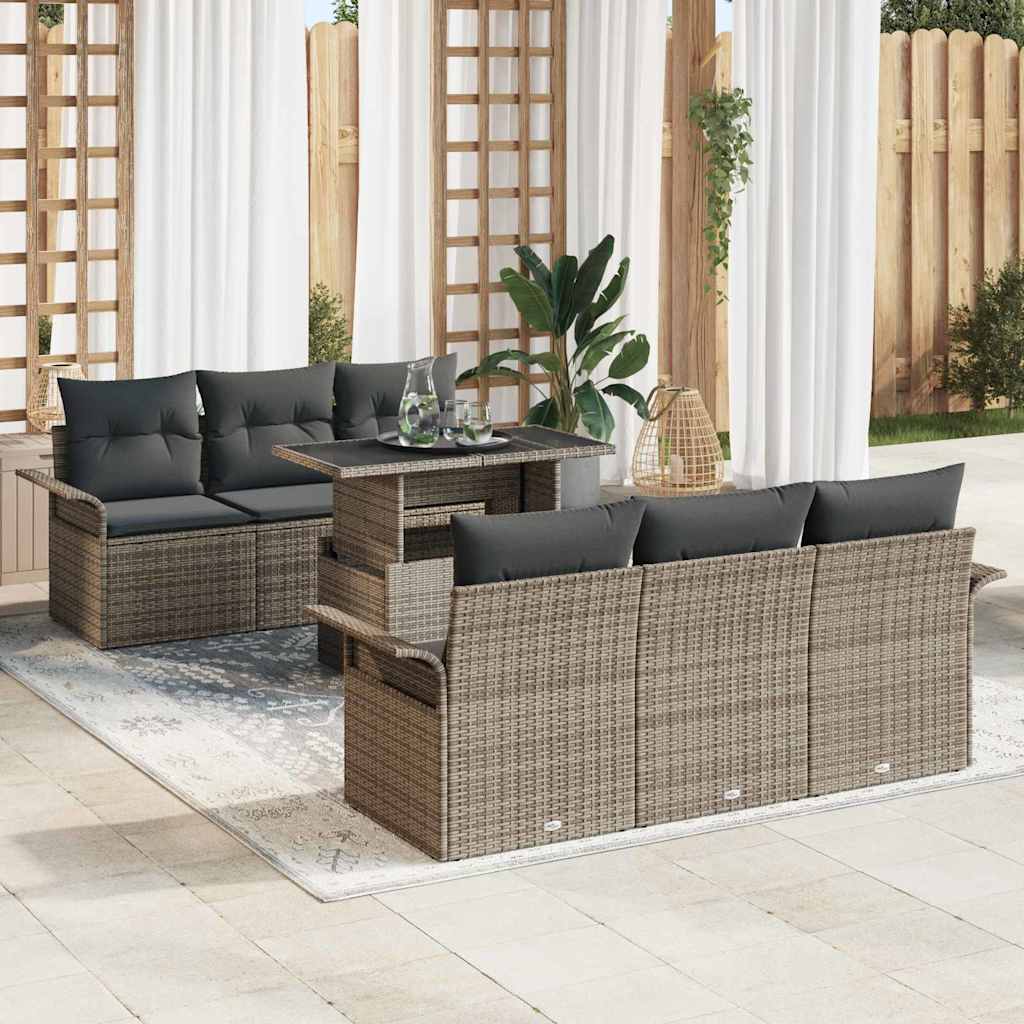 Tuin Sofa Set Met Kussen Met Opslag 7 Pcs Poly Riet