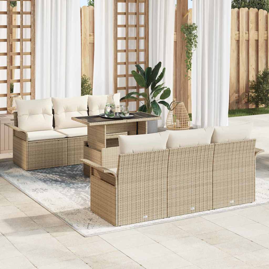 Tuin Sofa Set Met Kussen Met Opslag 7 Pcs Poly Riet