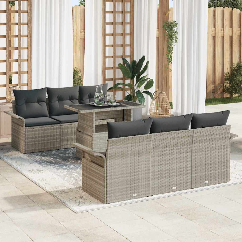 Tuin Sofa Set Met Kussen Met Opslag 7 Pcs Poly Riet