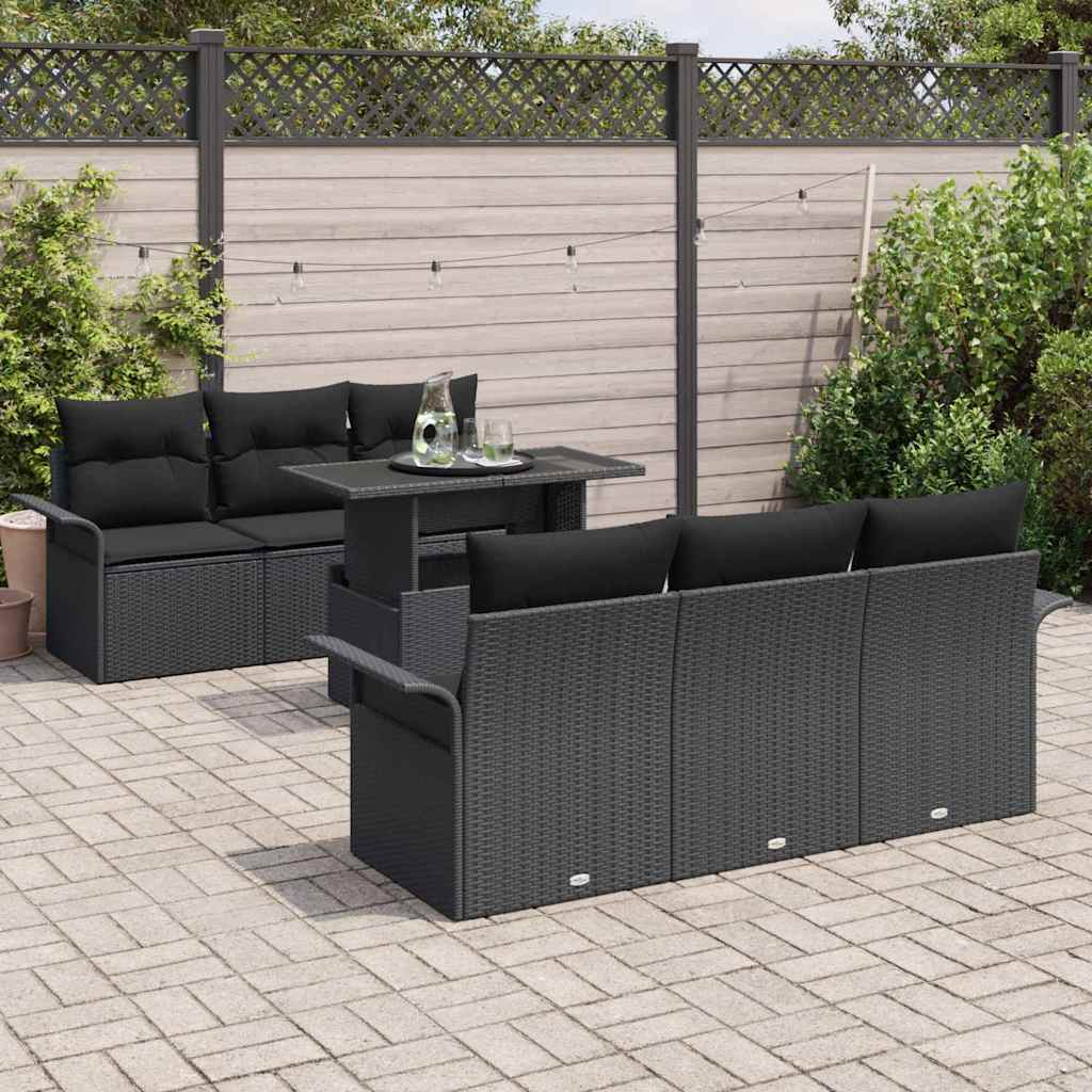 Tuin Sofa Set Met Kussen Met Opslag 7 Pcs Poly Riet