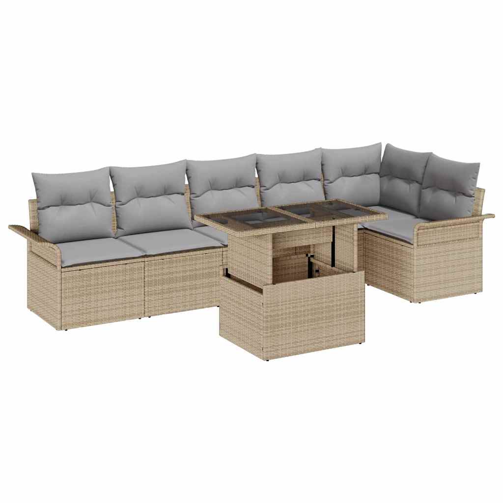 Tuin Sofa Set Met Kussen Met Opslag 7 Pcs Poly Riet