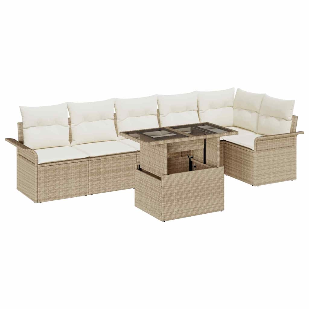 Tuin Sofa Set Met Kussen Met Opslag 7 Pcs Poly Riet