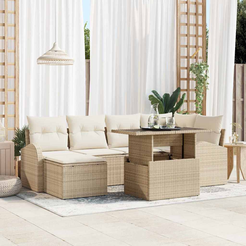 Tuin Sofa Set Met Opslag 7 Pcs Poly Riet