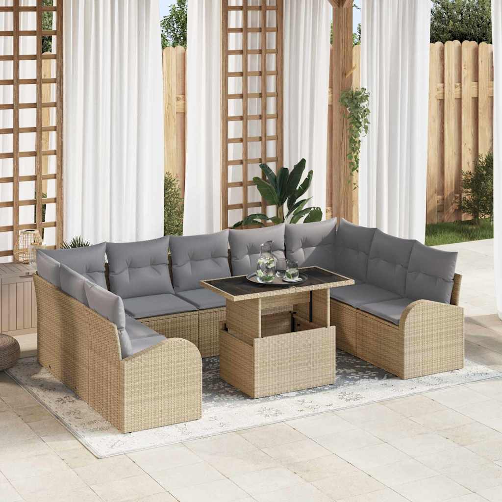 Tuin Sofa Set Met Opslag 10 Pcs Poly Riet