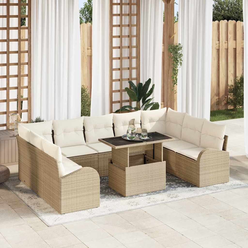 Tuin Sofa Set Met Opslag 10 Pcs Poly Riet