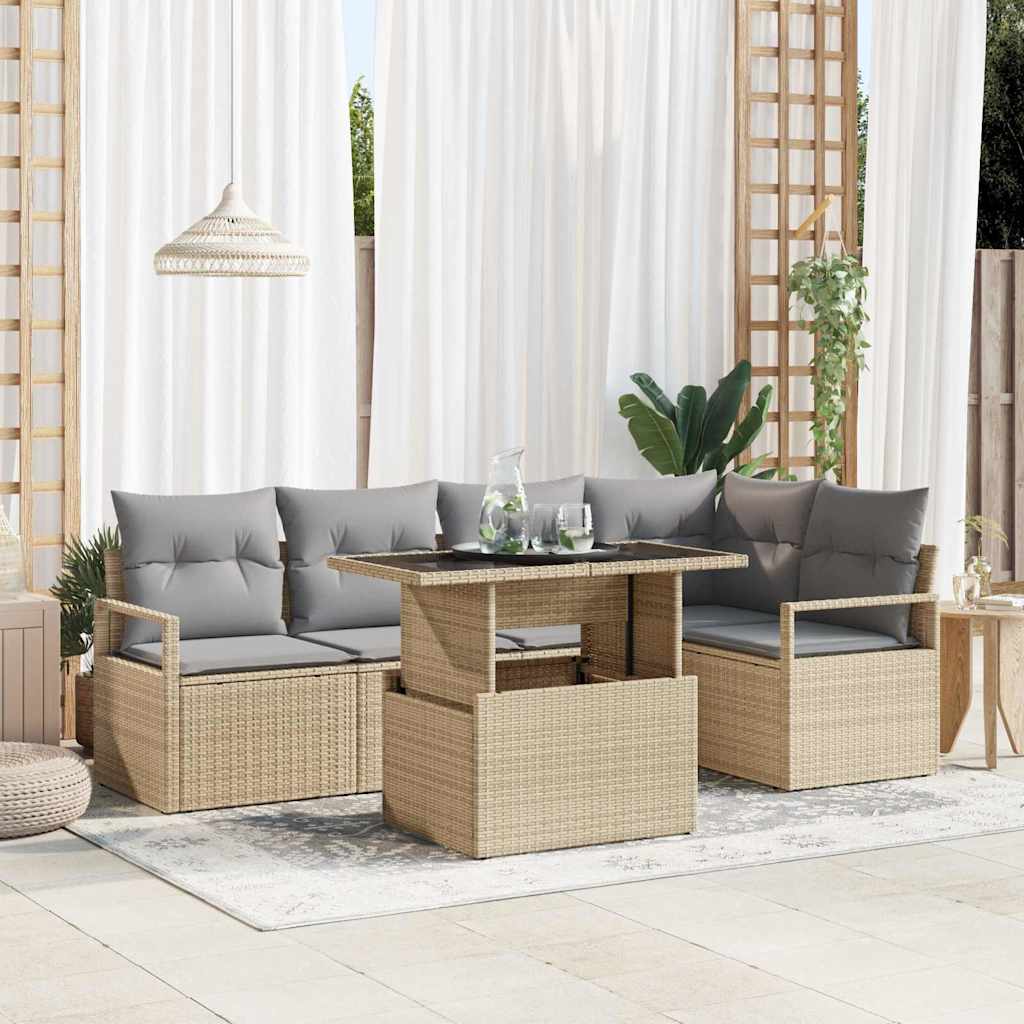 Tuin Sofa Set Met Opslag 6 Pcs Poly Riet