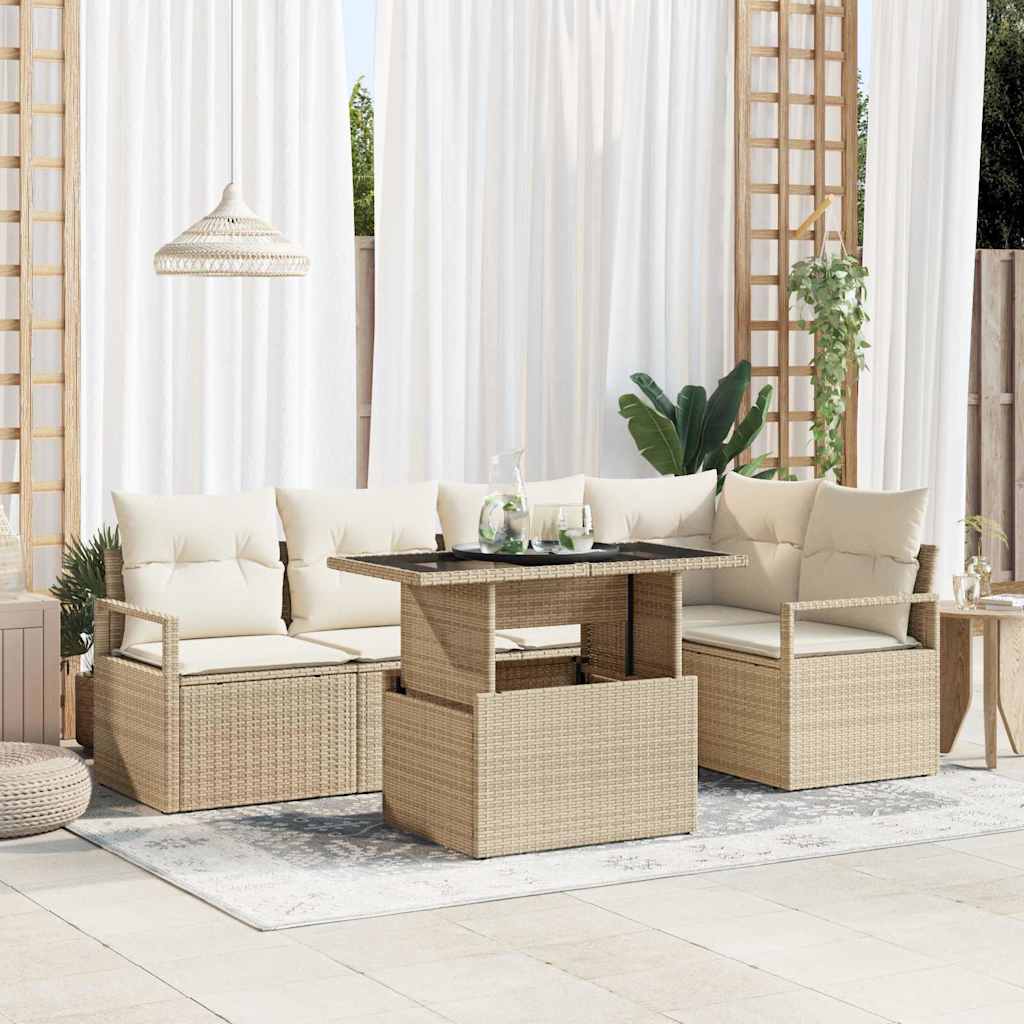 Tuin Sofa Set Met Opslag 6 Pcs Poly Riet