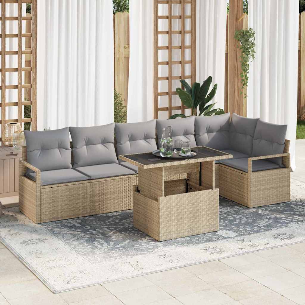 Tuin Sofa Set Met Opslag 7 Pcs Poly Riet