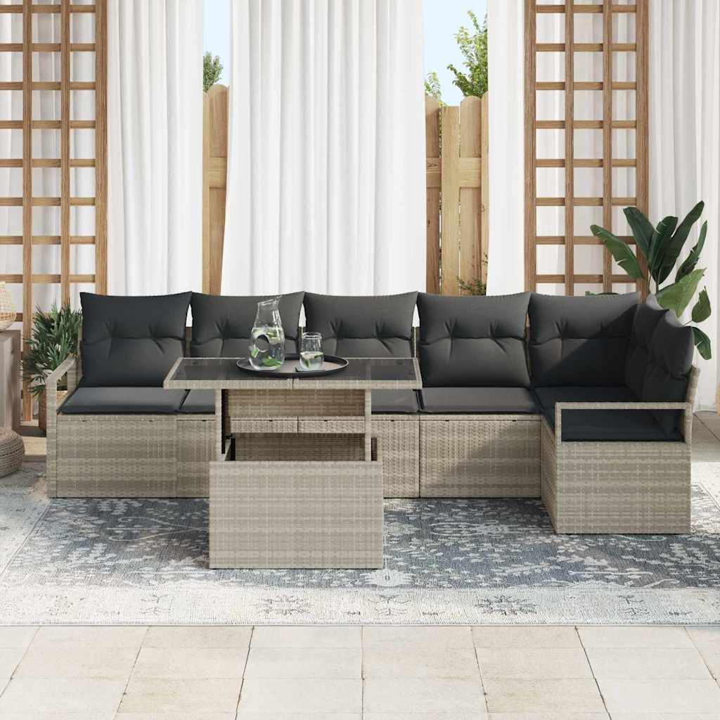 Tuin Sofa Set Met Opslag 7 Pcs Poly Riet