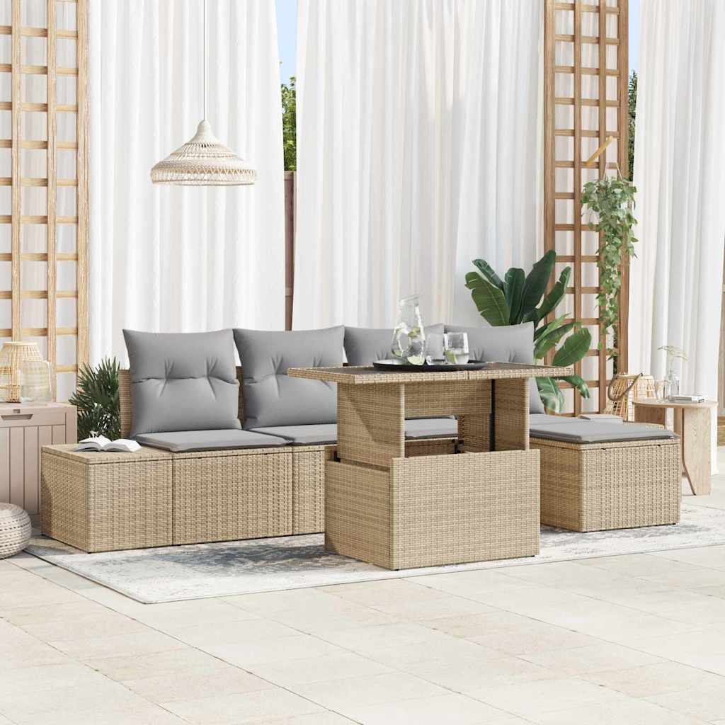 Tuin Sofa Set Met Opslag 6 Pcs Poly Riet