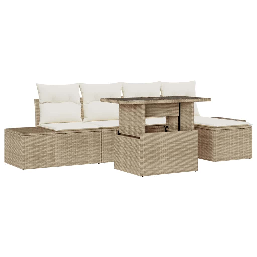 Tuin Sofa Set Met Opslag 6 Pcs Poly Riet
